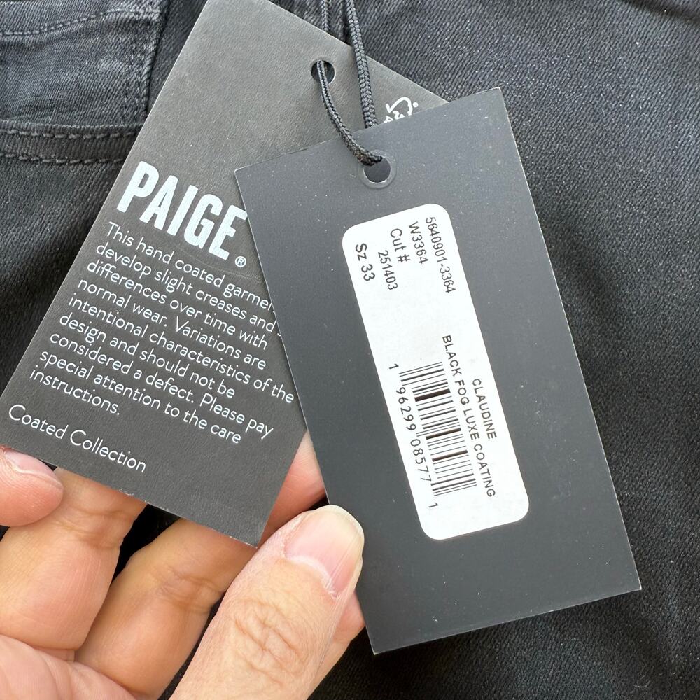 Paige Pants Women's 33 (16) Black Claudine Transend Lux Coating Antrhopologie - Picture 8 of 16